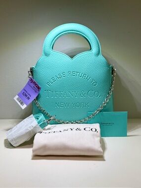 NWT Authentic Tiffany & Co. Heart-Handle Crossbody in Tiffany Blue